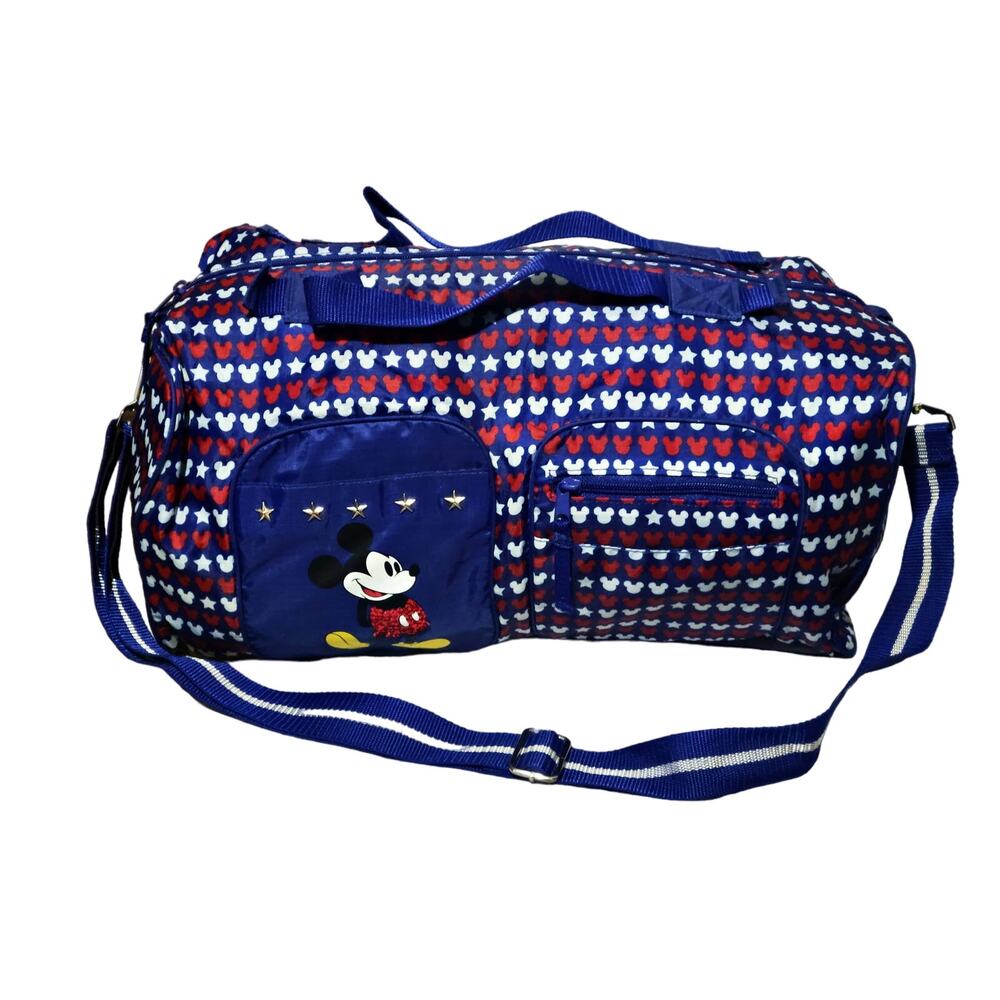 Vintage‎ Disney Mickey Mouse Red, White and Blue Patriotic Duffle Bag NWOT